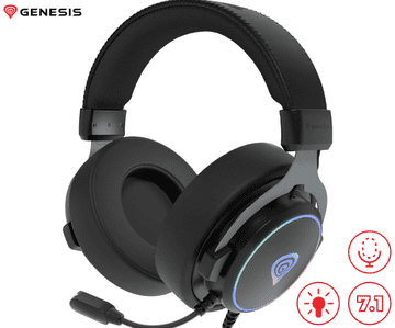 Genesis NEON 764 naglavne slušalke, gaming / pisarniške, 7.1 STEREO VIRTUAL zvok, mikrofon, RGB LED osvetlitev, nadzor glasnosti, gumbi za upravljanje, Onyx Black
