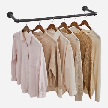 Songmics Stenska obešalna palica za oblačila, 92x30x7 cm, črna