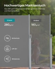 Songmics Stranska tenda, 180x350 cm, siva