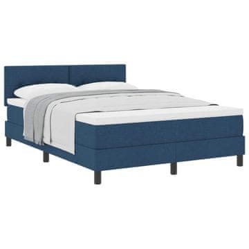 Vidaxl Postelja z vzmetnico z vzglavjem Modra 140 x 200 cm blago