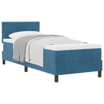 Vidaxl Postelja z vzmetnico z vzglavjem Temno modra 80 x 200 cm Žamet