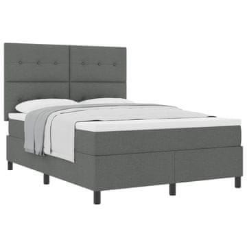 Vidaxl Postelja z vzmetnico z vzglavjem Temno siva 160 x 200 cm blago