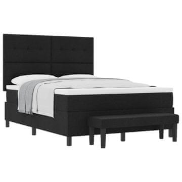 Vidaxl Postelja z vzmetnico z vzglavjem Črna 160 x 200 cm blago