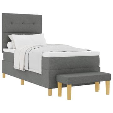 Vidaxl Postelja z vzmetnico z vzglavjem Temno siva 200 x 80 cm blago