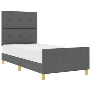 Vidaxl Konstrukcija postelje z vzglavjem Temno siva 80 x 200 cm blago