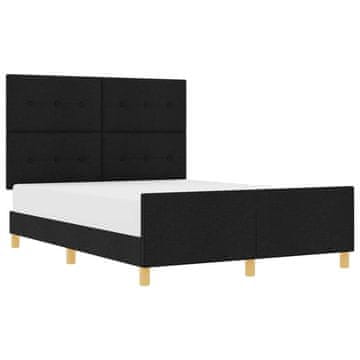 Vidaxl Konstrukcija postelje z blazino Črna 160 x 200 cm blago