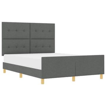 Vidaxl Konstrukcija postelje z vzglavjem Temno siva 160 x 200 cm blago