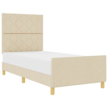 Vidaxl Konstrukcija postelje z vzglavjem krema 100 x 200 cm blago
