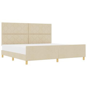 Vidaxl Konstrukcija postelje z vzglavjem krema 200 x 200 cm blago