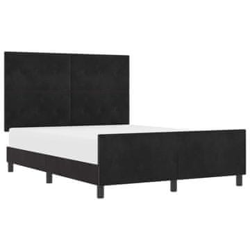 Vidaxl Postelja z vzmetnico z vzglavjem Črna 140 x 200 cm Žamet