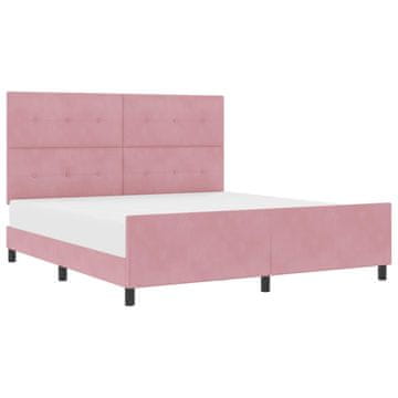 Vidaxl Postelja z vzmetnico z vzglavjem Roza 180 x 200 cm Žamet