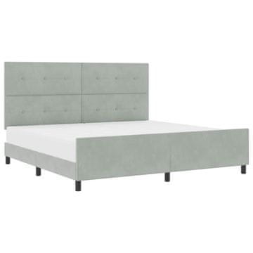Vidaxl Postelja z vzmetnico z vzglavjem Svetlo siva 200 x 200 cm Žamet