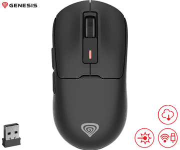 Genesis ZIRCON 660 PRO brezžična miška, 6 gumbov, polnilna baterija, Plug & Play, Onyx Black