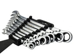 GEKO 8 Delni Set viličasto-obročnih ratchet ključev z gibljivo glavo