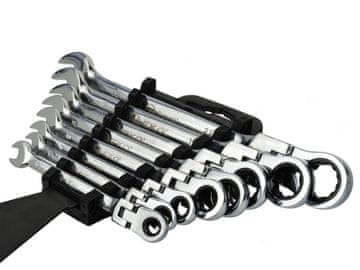 GEKO 8 Delni Set viličasto-obročnih ratchet ključev z gibljivo glavo