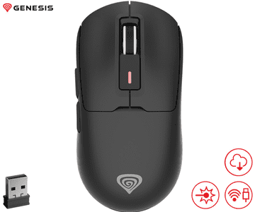 Genesis ZIRCON 660 brezžična miška, 12.000DPI, USB 2.4GHz / Bluetooth / USB Type-C, Onyx Black