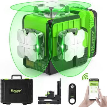 Huepar 10,8V univerzalni PRO 12 linijski zeleni laserski nivelir bluetooth