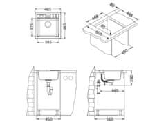 Alveus Granital pomivalno korito NIAGARA 20, enojno, 465x465, bež