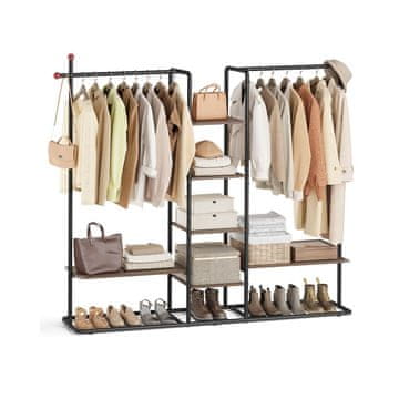 Songmics Obešalnik za oblačila RGR012B01 33.8x163.6x175.3 cm črno-rjav