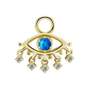 shumee Obeski - CoCr NF - modro preroško oko z belimi cirkoni - zlato - D-090