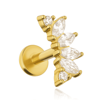 shumee Uhani iz labreta z belimi cirkoni - zlato - LGW-056 1.2/6