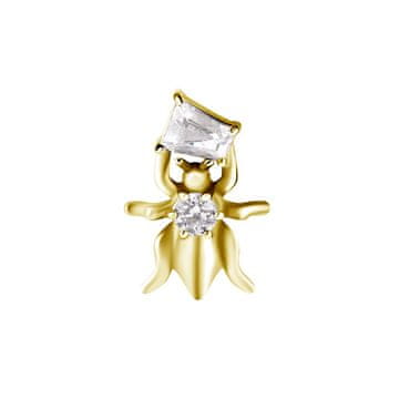 shumee Vtisni pokrovček - hrošč z belim cirkonom - CoCr NF - zlat - PI-016