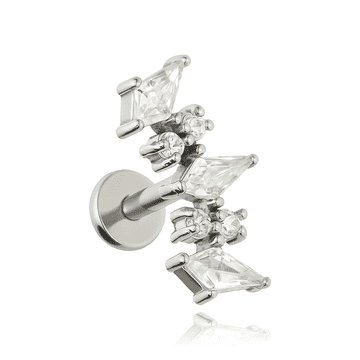 shumee Uhani iz labreta z belimi cirkoni - srebrni - LGW-057 1.2/6