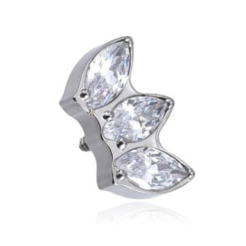 shumee Titanova navojna kapica z belimi cirkoni - srebrna - TNA-081 1,2 mm