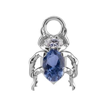 shumee Obeski - CoCr NF - hrošč z mornarsko modrimi nano dragulji - srebrni - D-085