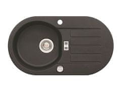 Alveus Granital pomivalno korito NIAGARA 40 z odcejalno površino, okroglo, 775x435, črna