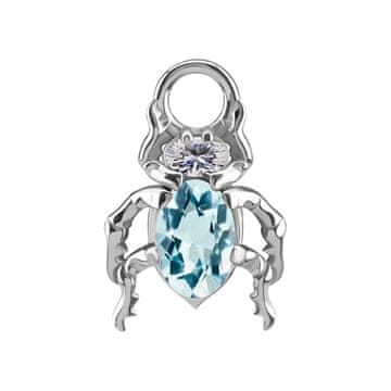 shumee Obeski - CoCr NF - hrošč z modrimi nano dragulji - srebrni - D-085