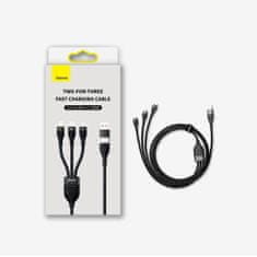 BASEUS Kabel 4 v 1 USB+USB-C na USB-C / iPhone Lightning / micro USB, 1,2 m – črn