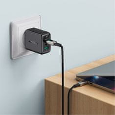 AceFast Opleten kabel z LED-zaslonom za iPhone MFI USB-C – Lightning, 1,2 m, 30 W, 3 A, črn