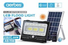 Aerbes Solarni LED reflektor s senzorjem gibanja in daljinskim upravljalnikom – 200 W