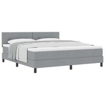 Vidaxl Postelja z vzmetnico z vzglavjem Svetlo siva 180 x 200 cm blago