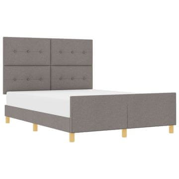 Vidaxl Konstrukcija postelje z vzglavjem Taupe 160 x 200 cm blago