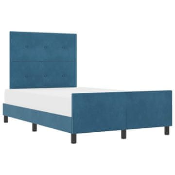 Vidaxl Postelja z vzmetnico z vzglavjem Temno modra 120 x 190 cm Žamet