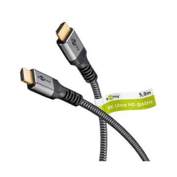 Goobay Ultra High Speed HDMI (M/M) 2.1 8K 60Hz 5m z Ethernet pozlačen, pleten z zaščito pred pregibanjem kabel