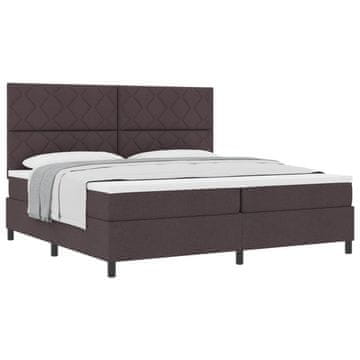 Vidaxl Postelja z vzmetnico z vzglavjem Temno rjava 200 x 200 cm blago