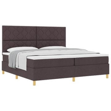 Vidaxl Postelja z vzmetnico z vzglavjem Temno rjava 200 x 200 cm blago