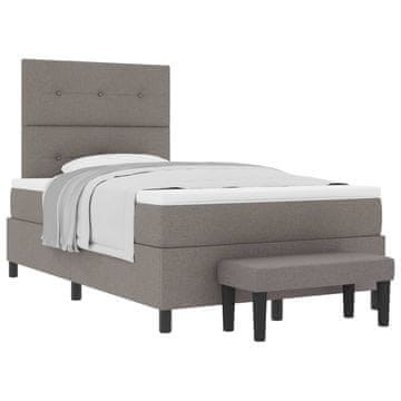 Vidaxl Postelja z vzmetnico z vzglavjem Taupe 120 x 200 cm blago