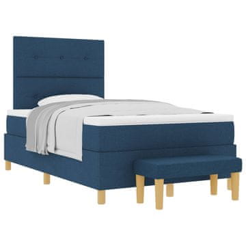 Vidaxl Postelja z vzmetnico z vzglavjem Modra 200 x 120 cm blago