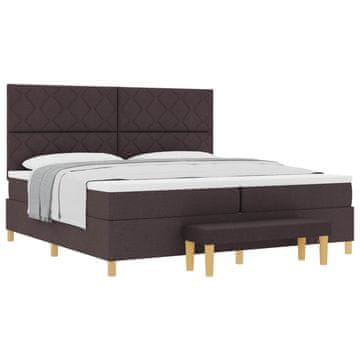 Vidaxl Postelja z vzmetnico z vzglavjem Temno rjava 200 x 200 cm blago