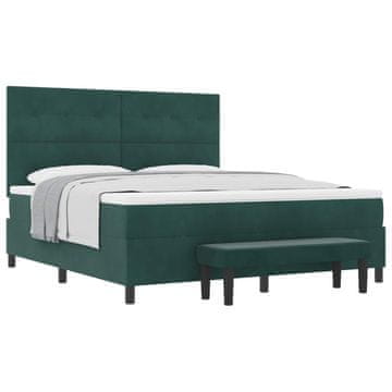Vidaxl Postelja z vzmetnico Temno zelena 200 x 180 cm Žamet