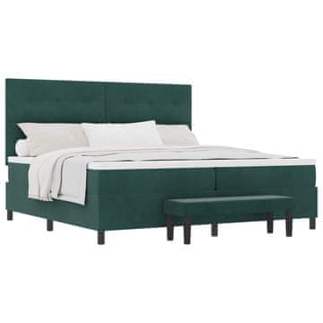 Vidaxl Postelja z vzmetnico Temno zelena 200 x 200 cm Žamet
