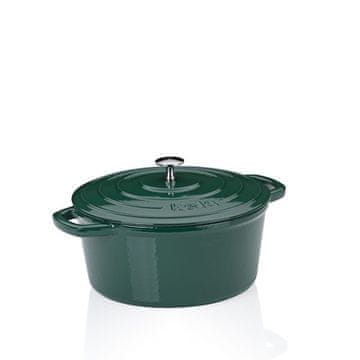 Kela Litoželezni pekač s pokrovom KL-12901 Calido round emerald green 26x12 cm 4.6l