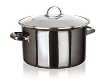 Banquet Lonec + stekleni pokrov premera 26cm 6l METALLIC Črna