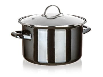 Banquet Lonec + stekleni pokrov premera 24 cm 3,7 l METALLIC Črna