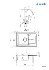 Deante Leda ZRDA2113 set granitno pomivalno korito in kuhinjska armatura, grafit