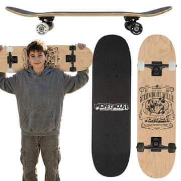 Disney DISNEY Mickey Mouse STEAMBOAT 79 cm leseni skateboard, deska za mlade, velika, lahka in stabilna do 100 kg